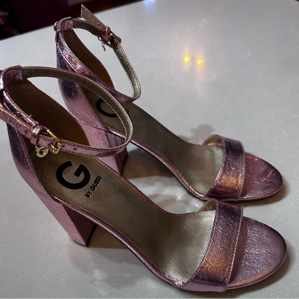 G by Guess Metallic Pink Block Heels, 8.5